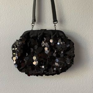 mini black sequined boden hand bag